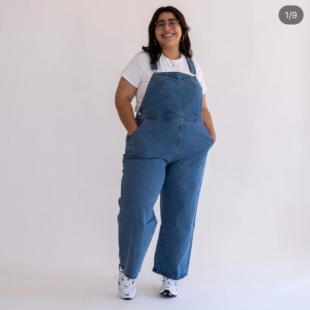 Light Wash Heart Overalls from Shiny by Nature in Size S. NWOT